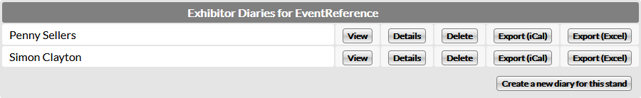 Multiple diaries for you stand using the EventReference diary system